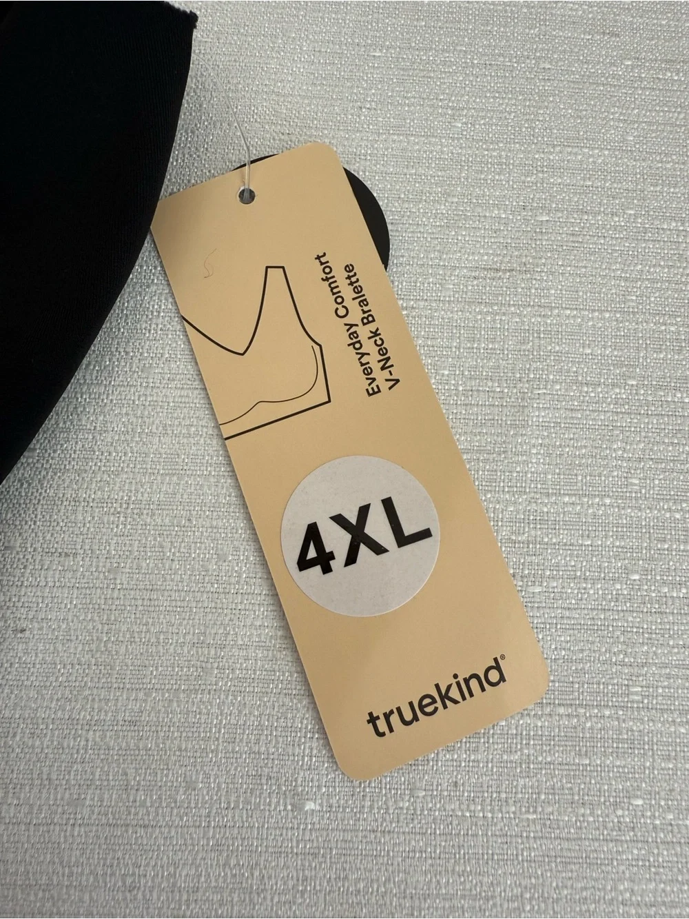 New TrueKind Seamless Black Wireless V-Neck Bralette - Women Intimates 4XL
